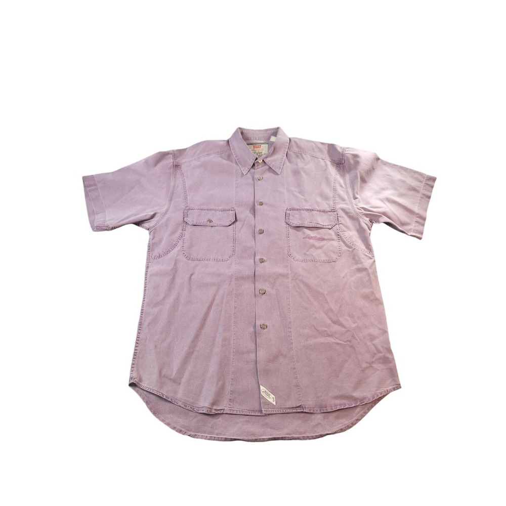 Vintage Levis Modern Authentics Shirt Mens M‎ Purple Cotton Button Up Workwear